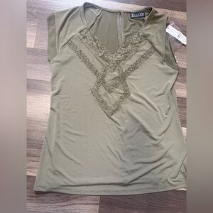 New York & Company Olive Lace Women's Blouse